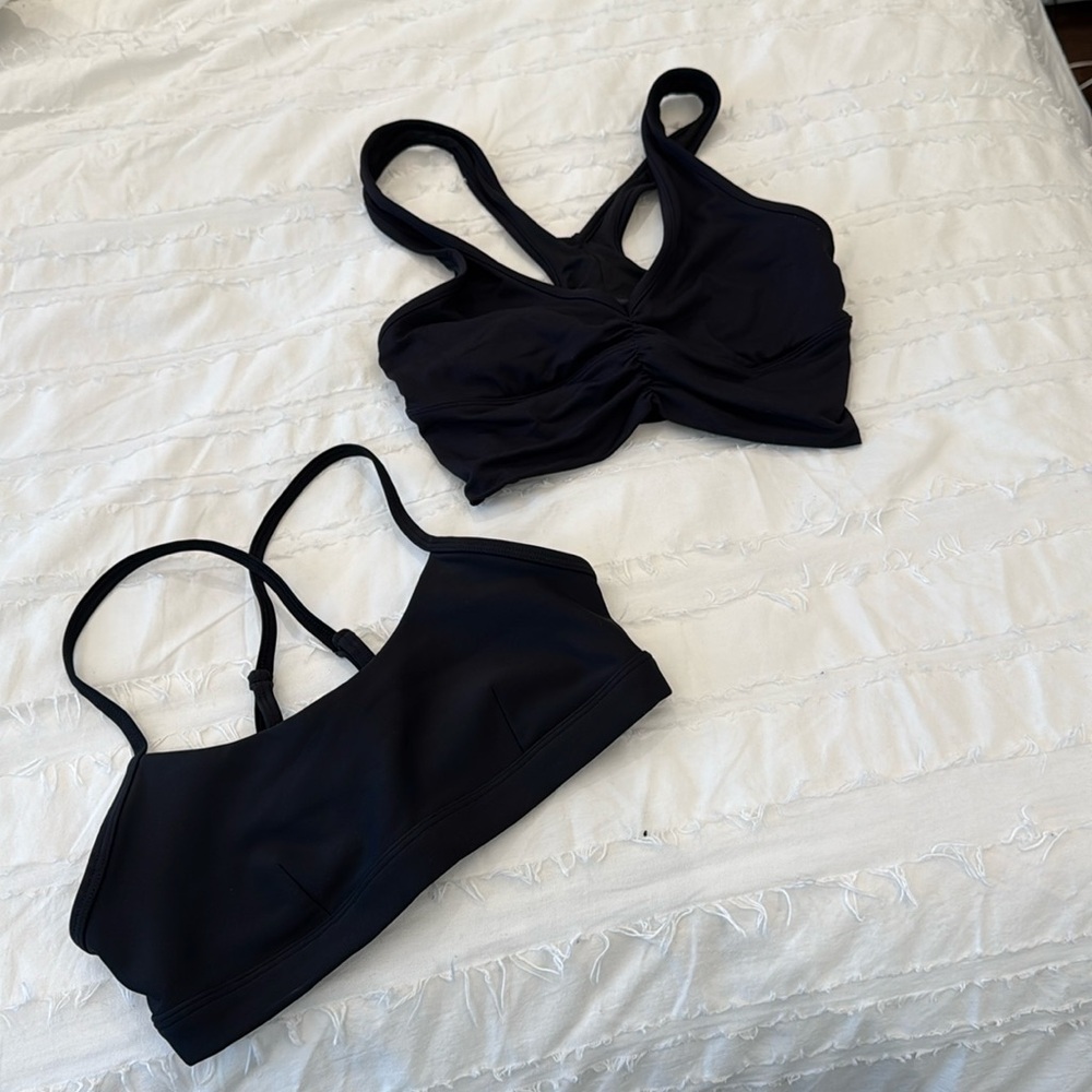 2 black alo yoga bras XS